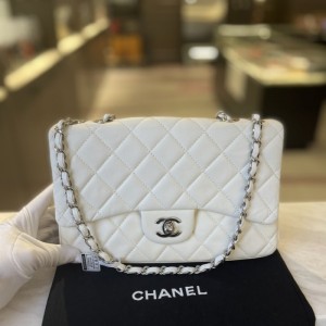 Sra. Chanel bolso de hombro Chanel piel de oveja blanca