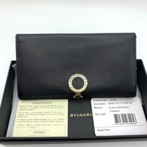 Billetera  bolso de tarjeta  bolso de llaves de la Sra. Bulgari modelo largo de piel de vaca