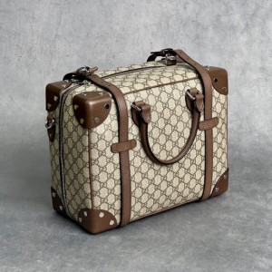 Gucci Travel Bag Gucci clásico doble G lona marrón laohua bolso de viaje