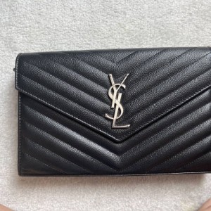 Sra. Yves Saint Laurent bolso de hombro monograma sobre de piel negra Jacquard de partículas sobre