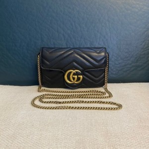  Gucci Gg Marmont bolso de hombro negro sin trompeta