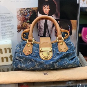 Bolso de la Sra. Louis Vuitton LV raro bolso denim lingote