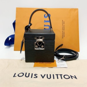 Sra. Louis Vuitton bolso de hombro bleecker Box Black Silver EPI Water Wave Square Box bolso de hombro único