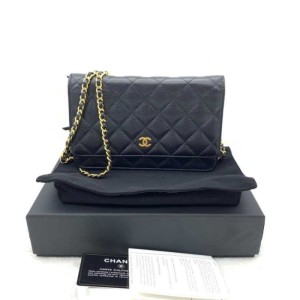 Bolso de hombro de la Sra. Chanel Chanel Chanel bolso de cadena WoC de oro negro