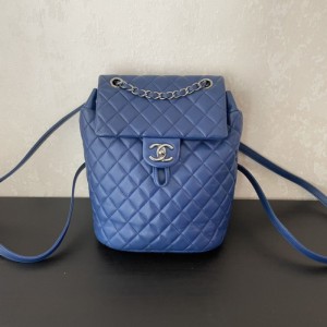 Bolso de hombro clásico flap azul mediano