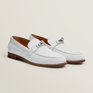 Zapatos planos de la Sra. Hermes destin White Silver hebillas le Fu shoes talla 36