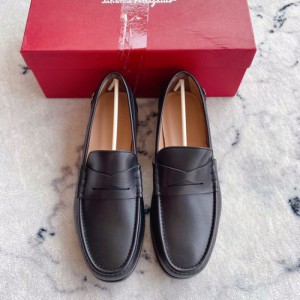 Ferragamo zapatos de cuero para hombres clásicos zapatos de felicidad para hombres negros cómodos