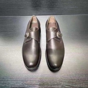 Ferragamo zapatos de cuero para hombres zapatos de cuero de ocio comercial con hebillas planas