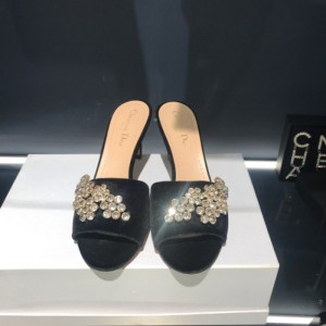 Sra. Dior zapatos de talón bajo  medio Dior tacones de diamante de nieve 7cm 36