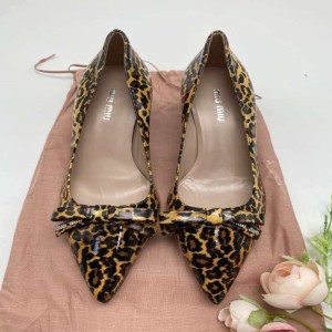 Sra. Miao Miao zapatos de tacón bajo  Medio zapatos de moda zapatos de tacón alto con estampado de leopardo