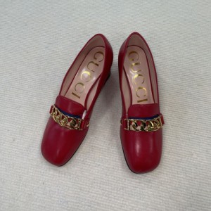 Zapatos de tacón bajo  medio de la Sra. Gucci zapatos gucci Gucci cadena raíz cuadrada le Fu