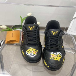 Zapatillas deportivas masculinas Louis Vuitton zapatillas Tiger Board negras conjuntas zapatos planos casuales