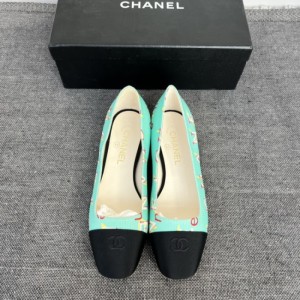 Zapatos planos para mujeres Chanel nuevos zapatos planos con letras de logotipo empalmados en verde Chanel