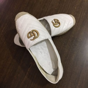 Gucci zapatos planos y pares de zapatos de pescador blanco glogo 40.5