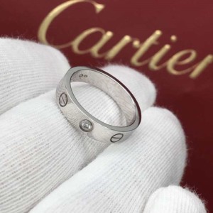 Cartier 18k Platinum Strand Edition single Diamond 50 Ring love Series