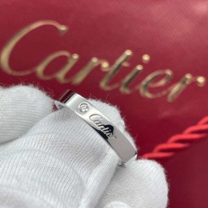 Cartier pt950 platino versión ancha anillo de diamante único 63 anillo masculino