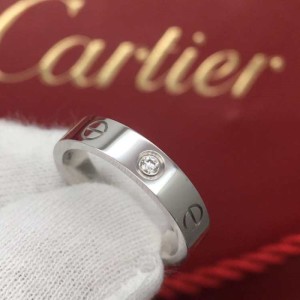 Anillo Cartier  anillo Cartier 18k edición estrecha de platino 50 anillo de diamante único anillo de mujer