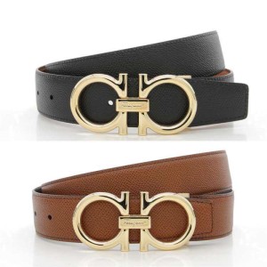 Cinturón de Ferragamo para hombres  cinturón de cintura clásico de herradura de oro con piel de 2 lados con cinturón de moda