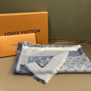 Bufanda de Louis Vuitton  bufanda de seda  bufanda cuadrada neblina bufanda impresa azul 143 * 143