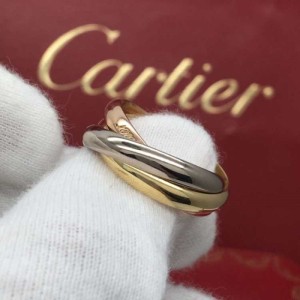 Cartier tricolor Golden Third Ring WIDE Edition medium Trinity Ring 59 National 19