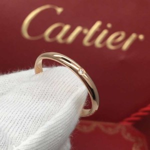 Cartier Rose Gold versión estrecha del anillo 59 de un solo Diamante