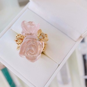 Anillo de la Sra. Dior  anillo Rose colección de joyas de alta gama rosas 18k anillo de diamantes de oro rosa