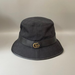 Sombrero de la Sra. Gucci Gucci  doble G sombrero de pescador de logotipo de oro negro Gucci