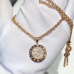 Collar de Bulgari  colgante Bulgari Rose Gold Big Diamond Round cake collar de Jersey Chain