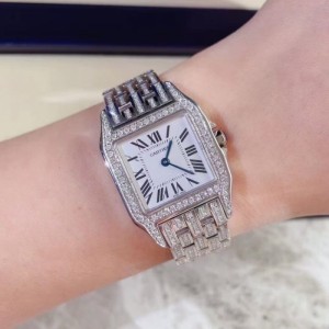 La mercancía de rendimiento de cuarzo de la Sra. Cartier es un reloj de mujer de cuarzo con diamantes en la parte trasera del tama?o medio de Cartier sanders.