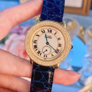 Sra. Cartier 925 reloj de pulsera de cuarzo de mujer con diamante en plata y oro