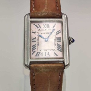 Reloj de pulsera de mujer de 24,4 mm de cuarzo de acero fino de la serie de tanques de reloj de cuarzo para hombres Cartier