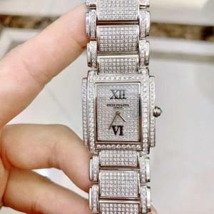 Sra. Patek Philippe reloj de pulsera de cuarzo con diamantes en la parte trasera