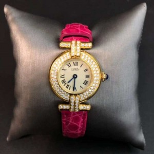 Reloj de cuarzo de la Sra. Cartier reloj de pulsera de cuarzo de la Sra. Cartier con diamante trasero