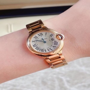 Lady Cartier quartz Performance cargo Cartier Blue balloon 28 metros de diámetro 18k Rose Gold all Gold Belt quartz Women s Watch