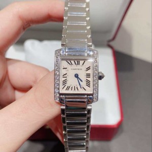 Lady Cartier quartz Watch tank series Platinum original Diamonds Lady Watch