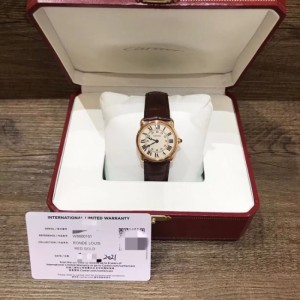 Lady Cartier quartz Performance cargo Cartier Louis Round 29 metros de diámetro 18k Rose Gold quartz Women s Watch set completo