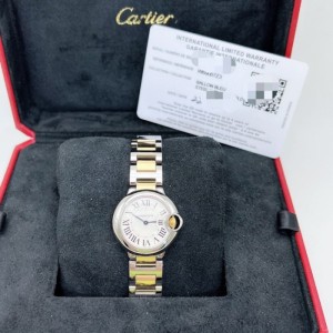 Lady Cartier quartz Performance cargo Cartier Blue balloon Small 18k Golden Room Golden quartz Women s Watch set completo