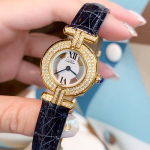 Reloj de cuarzo de la Sra. Cartier reloj de pulsera de cuarzo de la Sra. Cartier con diamante trasero