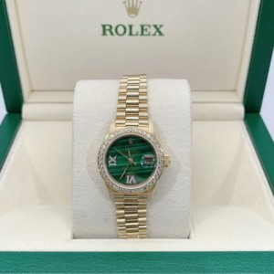 Rolex Lady Machinery Performance cargo Rolex 69178 bitácora Esmeralda disco verde con diamantes Reloj automático femenino