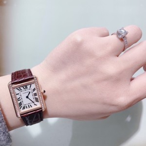 Lady Cartier quartz Performance cargo Cartier tank trompeta trasera con relojes de mujer de cuarzo de diamante