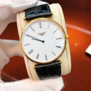 Longqin quartz Watch langqin jialan ultradelgado quartz neutral Watch Men s Watch White Plate Golden Edge cocodrilo Leather Belt