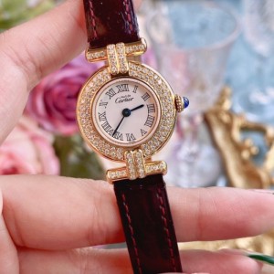 Reloj de cuarzo de la Sra. Cartier reloj de pulsera de cuarzo de la Sra. Cartier con diamante trasero