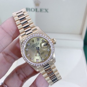 Rolex Lady Machinery Performance cargo Rolex 69178 bitácora champán pasta Reloj automático femenino