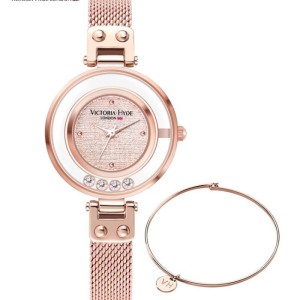 Lady Victoria Hyde quartz Watch Spark series Rose Gold Watch Shell Wood literal Rose Gold Network Belt vh30097