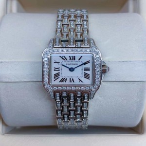 Reloj de cuarzo de la Sra. Cartier reloj de pulsera de cuarzo de la Sra. Cartier Sanders serie trasera con diamantes