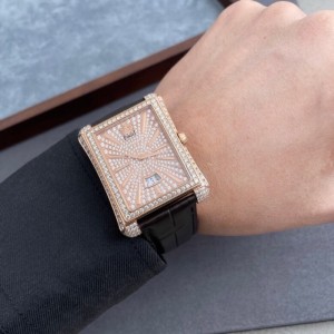 Conde hombre rendimiento mecánico Conde 18k rosa dorada con diamantes en la parte trasera del reloj masculino mecánico automático estrella del cielo