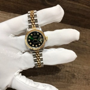 Rolex Lady Machinery Performance cargo Rolex 69173 registro de ropa de mujer 26 medidores de diámetro disco verde Reloj automático de mujer