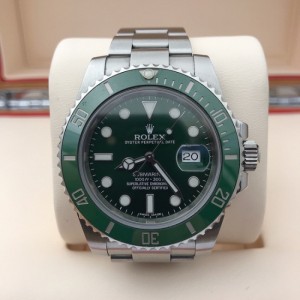 Rolex hombre reloj mecánico Rolex submarino 116610lv Green Water Ghost 40 medidores de 15 a?os Maquinaria automática