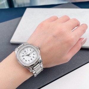 Sra. Patek Philippe Seiko Steel original con reloj de mujer de cuarzo Diamante