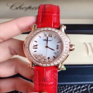 Productos de rendimiento de cuarzo de la Sra. Chopin Chopin 18k rosa dorada ovalada con reloj de mujer de cuarzo de diamante trasero